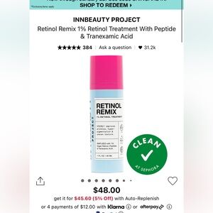 Innet Beauty Retinol vegan remix. New in box. Original price 48.